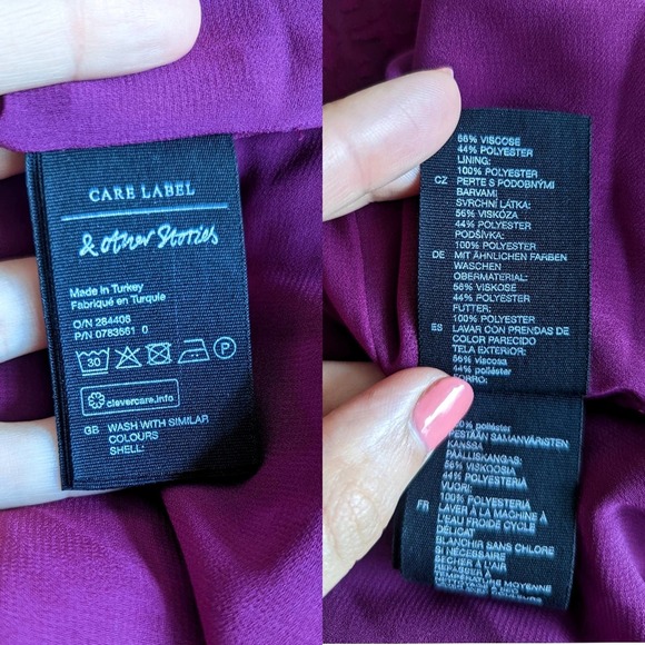 & Other Stories Magenta Leopard Jacquard Long Sleeve Mini Dress Size 12 - Picture 9 of 10